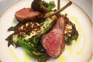 Ant Brown’s Braised Baby Gem Lettuce with Peas, Mint, Bacon and Mustard Mayonnaise