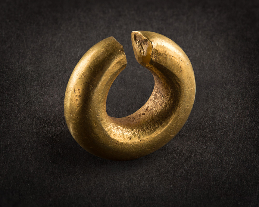 The first complete Bronze Age (1300-800BC) penannular ring to be found in Cumbria, now on display at Tullie House