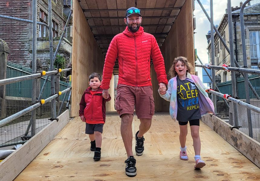 Covered walkway opens over Cocker Bridge